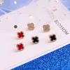 Designers jewels clover Red white green colorful four leaf clover new earrings high-end and simple fashion earrings internet celebrity temperament earrings