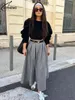 Skirts Oymimi Elegant Grey Loose For Women Casual High Waist Pleated Fashion Solid Ankle-Length Streetwear