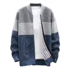 Pulls pour hommes Cardigan tricoté à fermeture éclair pour hommes Pull épais Col montant Doublé en polaire Chaud