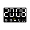 Horloges murales 25 16 3cm Grande horloge numérique Température Humidité Date Automatique Gradation Météo Table 12 / 24H Alarme LED