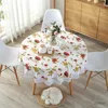 Table Cloth PVC Hotel Waterproof Tablecloth Printed Oil Resistant Large Circular Table Cloth Hotel Plastic Round Table Cover with Lace Hem