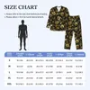 Pyjamas pour hommes Pyjamas Homme Floral Damask Loisirs Vêtements de nuit Noir et Or Deux pièces Casual Set Manches longues Belle costume de maison surdimensionné