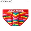 Mutande JOCKMAIL Slip Uomo Intimo sexy Cotone a righe Arcobaleno Moda Giovane ragazzo Mutandine traspiranti a vita bassa