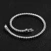 KNOBSPIN Black Tennis Bracelet 925 Sterling Silver Plated 18k White Gold Bracelet for Women Man Hip Hop Party Jewelry 240118