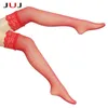 Socks Hosiery Sexy Lace Fish Net Thigh High Knee Socks Women's Long Stockings Transparent High Elastic Kawaii Large Size Knee High Socks YQ240122