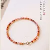 Bangles 3mm Super Faceted Natural Southern Red Agate Bracelet Women's Ultrafine Bracelet Winter Ice Floating Persimmon Retro Style Gift