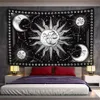 Tapisserier Mandala Tapestry White Black Sun and Moon Tapestry Wall Hanging Tarot Hippie Wall Rugs Dorm Decor Filt