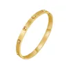 Latest 18K Gold Plated Stainless Steel Jewelry Hexagonal Column Zircon Cuff Bangle For Women Gift Wholesale Bracelet B232371