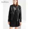 Jaquetas femininas Julypalette S-4XL Mulheres PU jaquetas de couro primavera escritório senhoras zíper casaco de motociclista preto moda feminina falso couro motor casaco yq240123