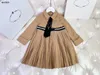 Classics designer girl dress autumn baby partydress Academic style Kids Pleated skirt Size 110-160 Long sleeved Child frock Nov10