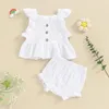 Clothing Sets Baby Girl 2Pcs Summer Outfits Sleeve Button Down Ruffle Tops Shorts Set Infant Clothes