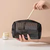 Sacos cosméticos gaze saco de higiene pessoal de três peças portátil coreano mudança armazenamento respirável visual grande capacidade rede de viagem