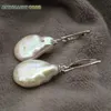 Örhängen Special Barock Stely Coin Button Flat Flameball Shape White Colorful Hook Dangle Earring Natural Pearl 925 Sterling Silver