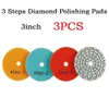 2024 3PCS Diamond Dry/Wet Filishing Pad Granite Marmur Elastyczna dysk szlifierski 3 -etapowe ceramiczne polerowanie kamienia.