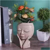 Ekiciler Potlar Kız Yüz Baş Çiçek Çiçek Ekici Başarılı Bitki Konteyner Pot Flowerpot Figür Dekor Nordic Masta Süs Damlası Dhnio