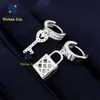 Toptan Fiyat VVS Moissanite Diamond Lüks Custom18k Altın Kaplama 925 STERLING Gümüş Hip Hop Küpe