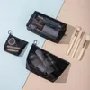 Sacos cosméticos gaze saco de higiene pessoal de três peças portátil coreano mudança armazenamento respirável visual grande capacidade rede de viagem
