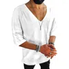 남자 캐주얼 셔츠면 린넨 셔츠 v- 넥 짧은 소매 여름 Camisa Hombre White Black Hawaiian Man Top Chemise