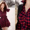 Robes décontractées Femmes Robe Automne Hiver Plaid Rouge Vintage Party Slim Fit Chemise Mini Robe Vêtements Pour Femmes