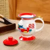 Mugs 400ml Cup Creative Mug Office Coffee Juice Milk Ceramic Handicraft Antique Tableware