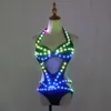 Fullfärg Pixel LED -lampor Jacka Coat Jazz Bar DS Sexig Suit DJ Bikini Nightclub Gogo Lead Dancer Group Dance Costume 240118