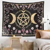 Tapestries pentacle maan tapijtwand hangende botanische bloemen heks cottage core decor wilde bloemen roos hippie huis woonkamer decorl240123