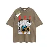 Heren Designer Gu T-shirt Vintage Retro Gewassen Shirt Luxe Merk T-shirts Dames T-shirt met korte mouwen Zomer Causale Tees Hip Hop Tops Shorts Kleding Verschillende kleuren-75