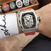 Orologio per orologi meccanici da uomo Skull Richa Luxury Barrel Rm052 Orologio meccanico da uomo Calendario cavo Automatico Sportivo Quadrato Marchio svizzero High Qua