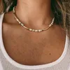 choker styp style تصميم غير منتظم الحجر الطبيعي حبة الفولاذ المقاوم للصدأ سلسلة لؤلؤة القلادة للنساء حفل زفاف مجوهرات قطعة واحدة