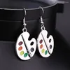 Boucles d'oreilles pendantes rétro en forme de Palette pour femmes, pinceaux et peintures à cinq couleurs, personnalité, cadeau Unique pour peintre