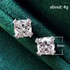 Ohrstecker Trendy Cushion Cut Square Für Frauen Silber Farbe Metall Weiß Zirkon Versprechen Verlobung Hochzeit Ohrstecker Schmuck