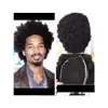 Perruques pour enfants pour hommes Fl Lace Toupée Brésilienne Vierge Remy Remplacement des cheveux humains Jet Black 1 4mm Afro Curl Postiches pour hommes pour moi Dhbdr