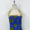 オーストラリアのデザイナーリネンプリントハンギングネックドレス