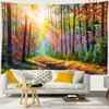 Wandteppiche, Retro-Ölgemälde, schöner Wald, natürliche Landschaft, Wandteppich, Wandbehang, Hippie-Mandala, Tagesdecke, böhmische Kunst, Heimdekoration