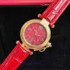 Montre Gold Carter 2021 Pasha Collection Winter Festival Atmosphere Red Series Article associé à un bracelet en cuir de veau italien rouge taille 30 mm avec boîte SXEY