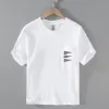 Tees Embroidered Men's Tshirts Small Pocket Short Sleeve T-shirt