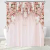 Cortinas de chuveiro florais nupciais, cortina de chuveiro flor de casamento rosa flor decoração de banheiro mulheres meninas primavera natureza cortinas de banho à prova d'água