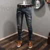 Designer masculino jeans 2023 flared hip hop emendado angustiado rasgado magro ajuste denim calças mans streetwear calças lavadas tamanho 28-38 9buo