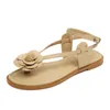 Sandaler 2024 Camellia Flat Women smal Band Jandal Sandales Flower Decoration Thong Gladiator Sandalias Mujer Big Size 41-43