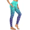 Leggings pour femmes Deux tons Pantalon de yoga bleu clair Sexy Moyen Star Tile Motif Design Taille haute Entraînement Leggins Femme