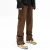 Jeans pour hommes 2024 High Street Ankle Zipper Vintage Brown Hip Hop Hommes Cargo Pantalon Y2K Vêtements Droit Baggy Long Pantalon Ropa Hombre