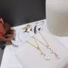 Дизайнерские ювелирные изделия, модное женское брендовое роскошное ожерелье, колье-цепочка, позолоченное 18-каратным золотом, розовое золото, нержавеющая сталь, подвески с цветком и буквами, эффектное с коробкой