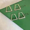 Designer Botega Veneta Earring Style 22 Nya triangelörhängen med europeiska och amerikanska zirkoninlagda geometriska eleganta guldpläterade fulla diamantörhängen