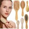 Gros bambou naturel brosse soins de santé massage peignes à cheveux antistatique démêlant airbag brosse à cheveux outil de coiffure satin bande de cheveux chouchous LT774