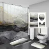 シャワーカーテン抽象アートストーン穀物シャワーカーテン高品質のテクスチャバスルームカーテントイレカバーとバスマットノンスリップラグの家の装飾