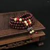 Bracelets de charme 3pcs 8mm Bouddha Mala Bracelet Chaîne Perlée Prière en bois Fait à la main Dévot Perlage Bain