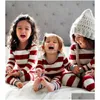 Abiti coordinati per la famiglia Pigiama natalizio invernale Set Stampa a righe Mamma Figlia Papà Figlio Vestiti per bambini Indumenti da notte morbidi e larghi Look natalizio Dhx3V