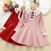 Mädchenkleider Menoea Mädchen Baby Pullover Strickkleid Winter Herbst Rot Weihnachten 2023 Mode Pullover Kleid Mädchen Prinzessin Kleider Vestidos