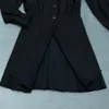 Damska sukienka Designer Podstawowa klasyczna klapa czarna sukienki wczesna wiosna długie rękawowe pojedynczy rzęd