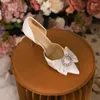 Sandalet İlkbahar/Yaz Saçma Saten Saten Su Elmas Kelebek Düğün Ayakkabıları İnce Yüksek Topuklu Kans Elbise Kadınlar Kadın